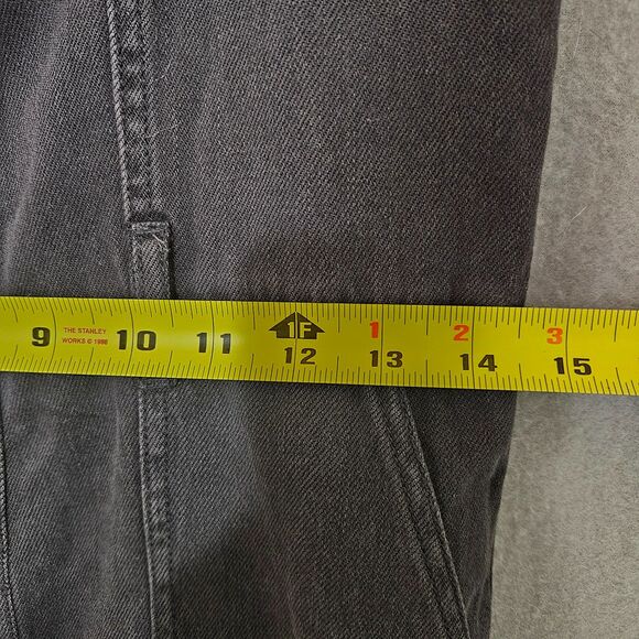 OAT aged Black Volcano Denim Overalls Wide Crop Artsy Boho Size 8 No Belt - Picture 10 of 12